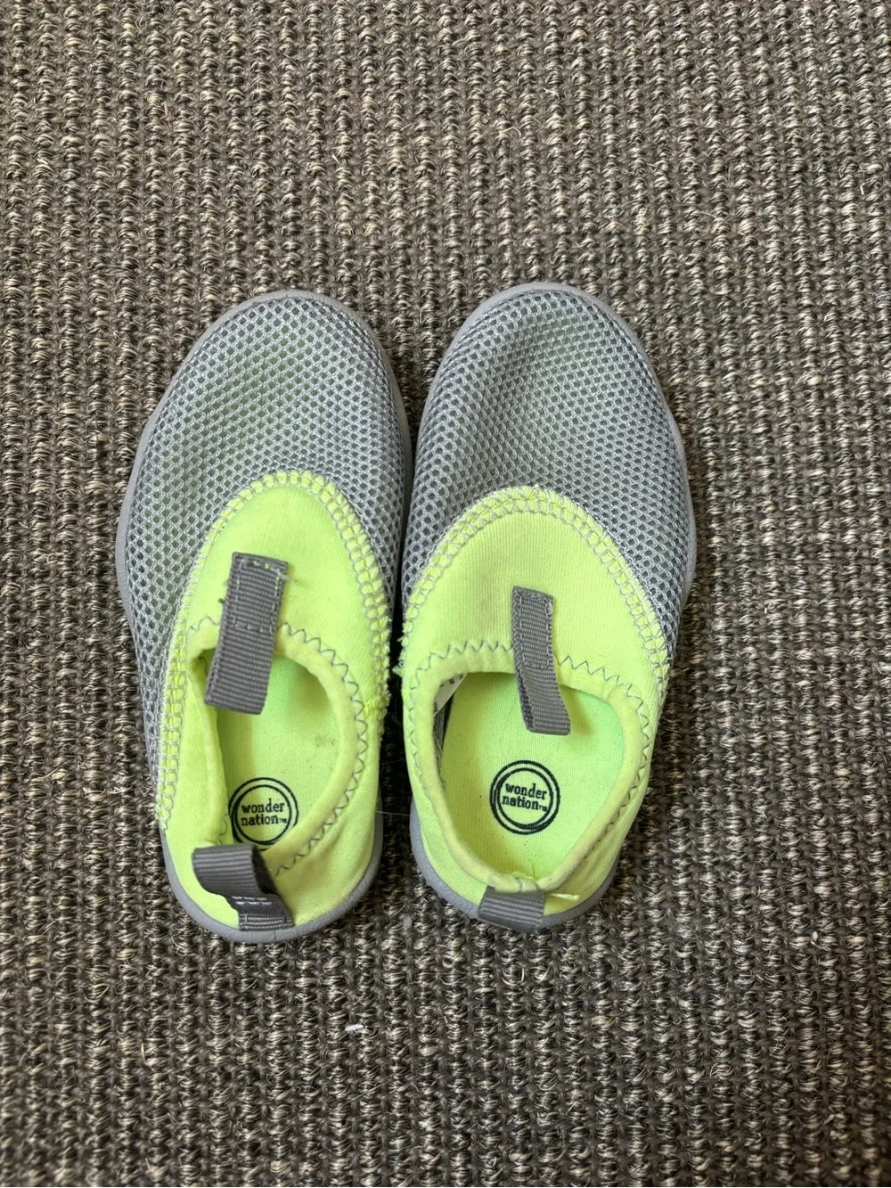 wonder nation Grey and Neon Green Kids Slip-On Water Shoes
